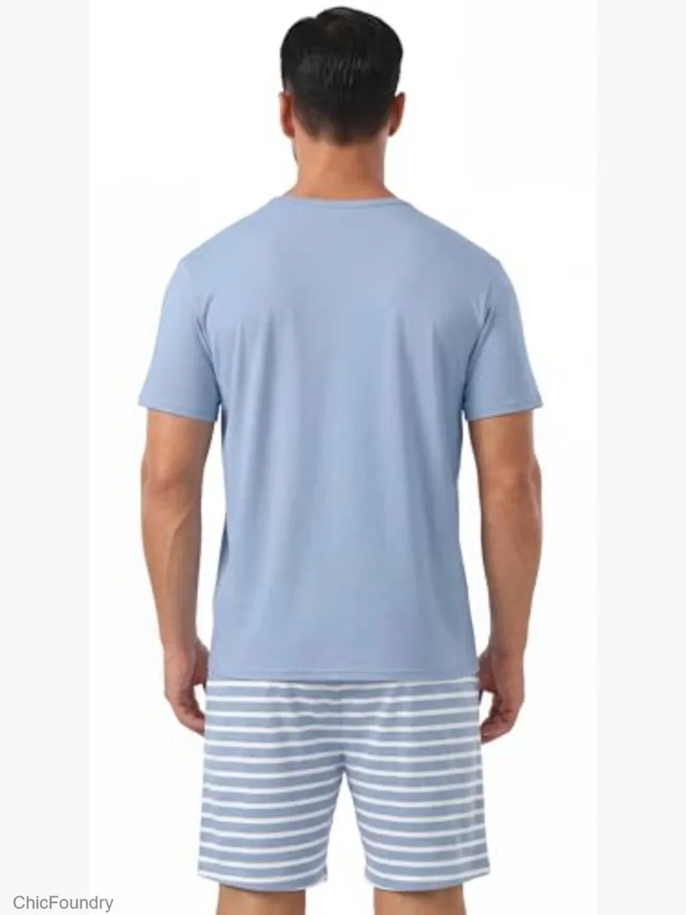 Men's Short Sleeve Pajama Set 2 Piece Henley Loungewear with Pockets